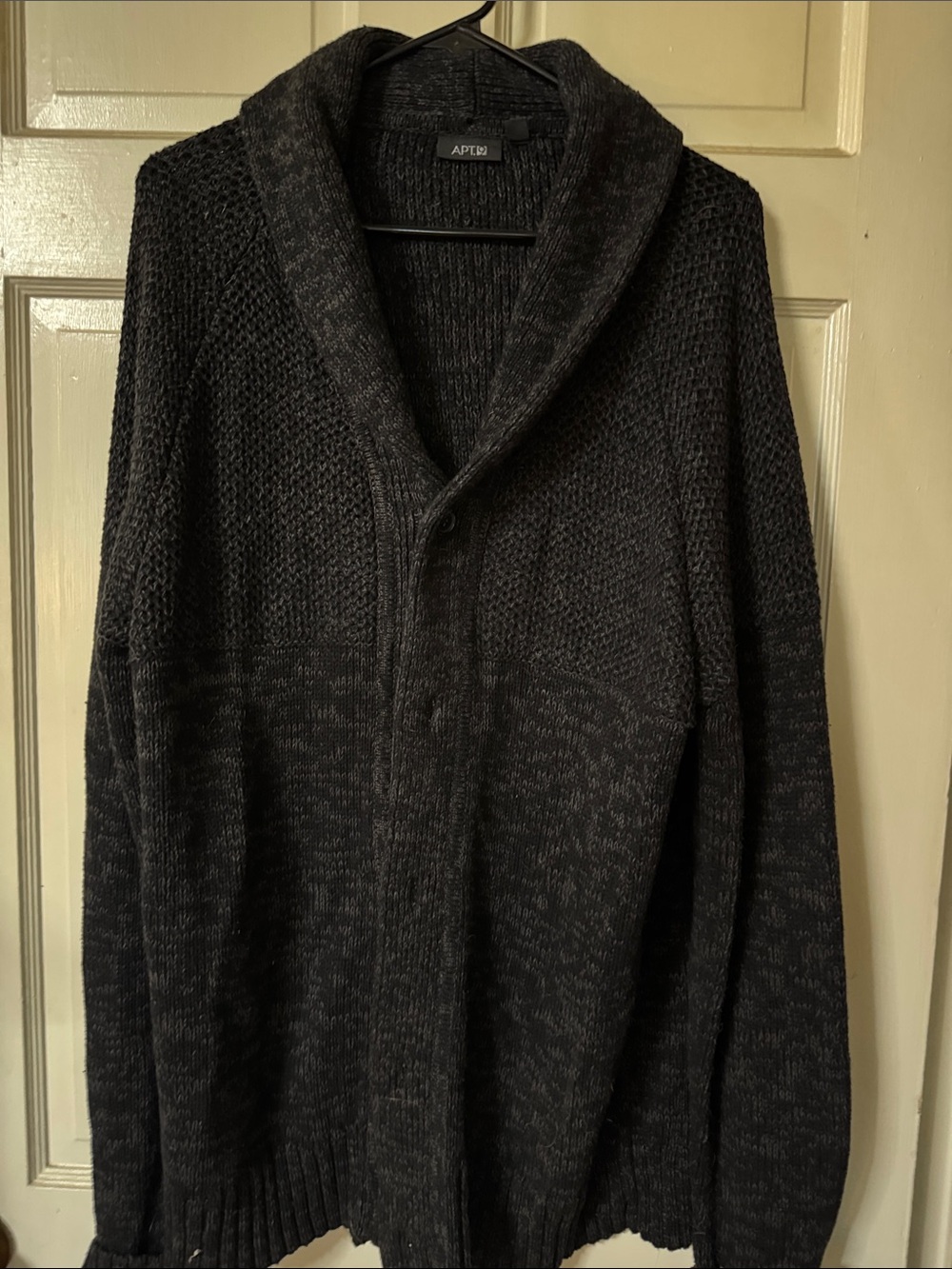 Apt. 9 Men's Shawl Collar Button-Front Heathered Charcoal Cardigan